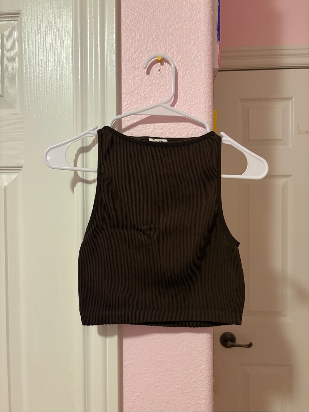 Cotton On Ribbed High-Neck Cropped Tank - Dark Brown